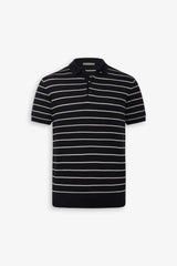 Polo in maglia a righe contrasto navy-Dan John