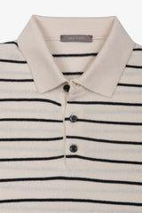Polo in maglia a righe contrasto sabbia-Dan John