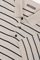 Polo in maglia a righe contrasto sabbia-Dan John