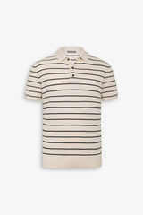 Polo in maglia a righe contrasto sabbia-Dan John