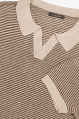 Polo in maglia righe fine collo aperto terra-Dan John