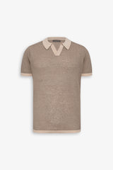 Polo in maglia righe fine collo aperto terra-Dan John