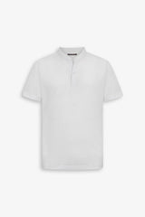 Polo piquet collo coreano bianco-Dan John