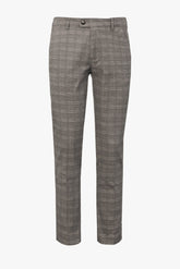 Beige garment-dyed Prince of Wales trousers