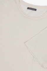 T-shirt in maglia misto lino con taschino papiro-Dan John