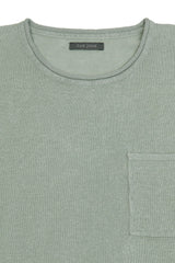 T-shirt in maglia misto lino con taschino salvia-Dan John