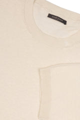 T-shirt in maglia misto lino panna-Dan John