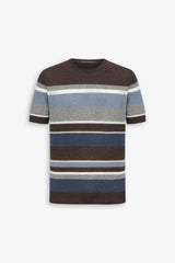 T-shirt in maglia rigata marrone-Dan John