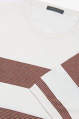 T-shirt in maglia righe piazzate melanzana-Dan John