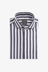 Slim navy wide striped shirt