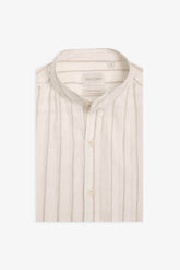 Cream wide stripe Korean shirt