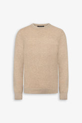 Sand melange effect crew neck sweater