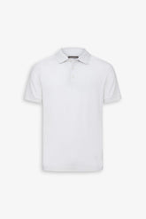 White textured piquet polo shirt
