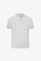 White pique Korean polo shirt