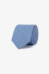 Light blue all-over microflower jacquard tie