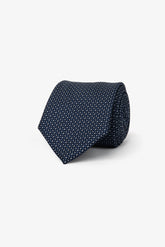 Navy micro-patterned jacquard tie
