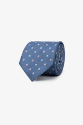Blue polka dot jacquard tie
