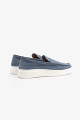 Denim suede moccasin