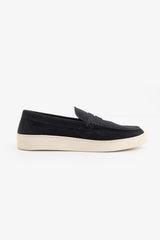 Blue snapdragon suede moccasin