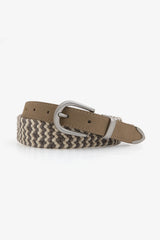 Beige braided elastic belt