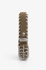 Beige braided elastic belt