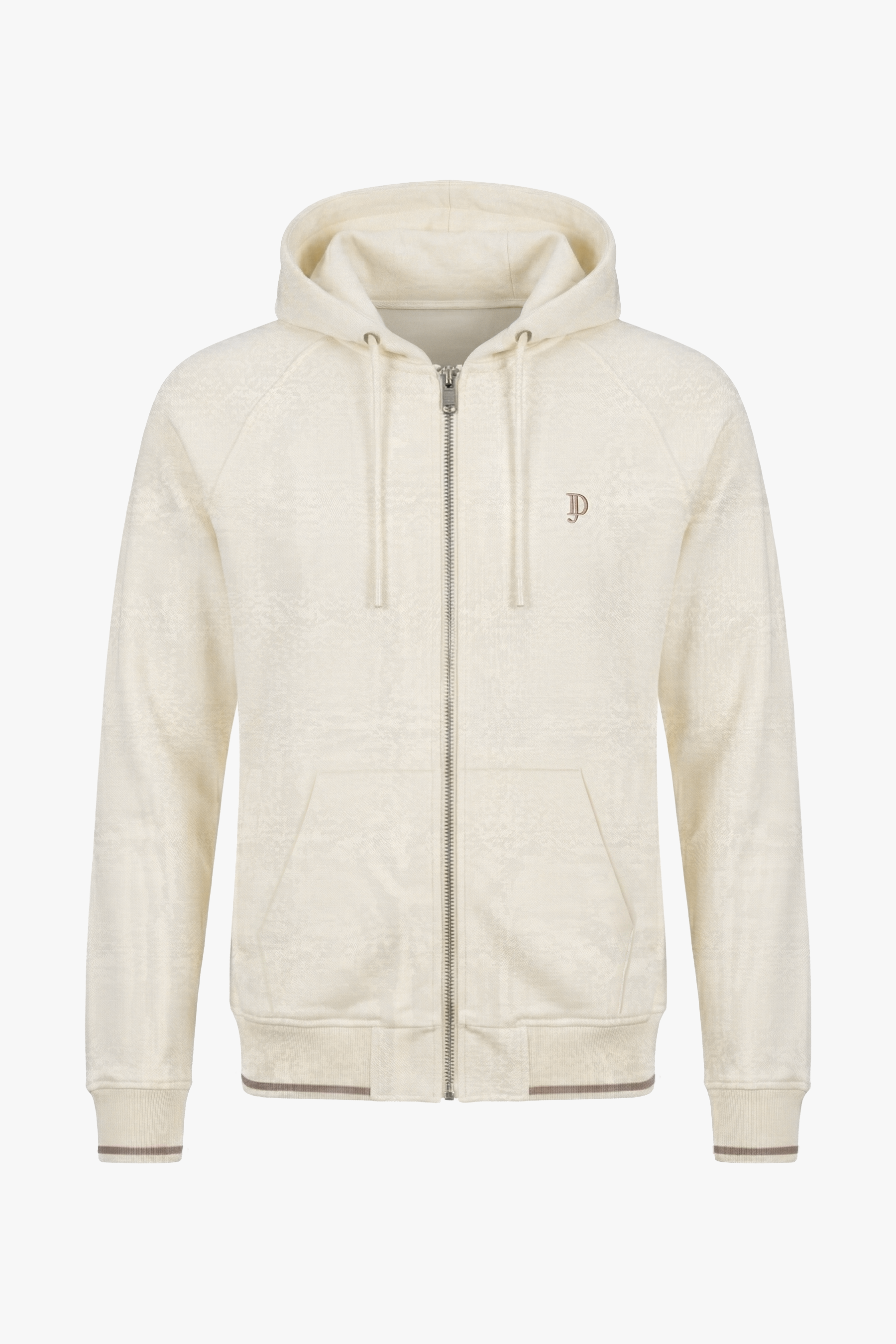 Felpa full zip con cappuccio bianca-Dan John
