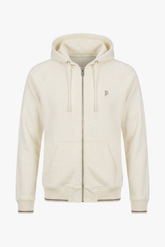 Felpa full zip con cappuccio bianca-Dan John