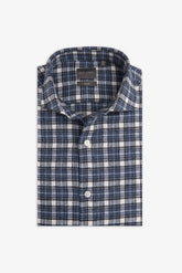 Slim fit flannel shirt in air force blue check
