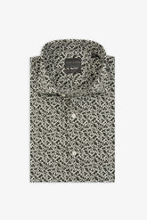 Slim cream flower print shirt