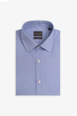 Slim light blue micro-weave shirt