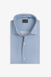 Light blue slim stretch striped shirt