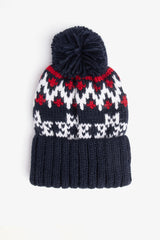 Beanie hat with blue pom pom