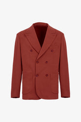 Rust double-breasted jersey jacket