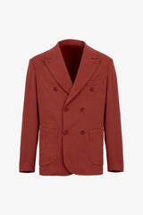 Rust double-breasted jersey jacket