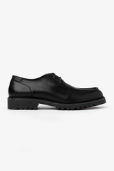 Black leather engineer shoe