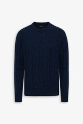 Crewneck sweater with braid and rib avion