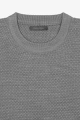 Grey diamond stitch crew neck sweater