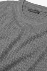 Grey diamond stitch crew neck sweater