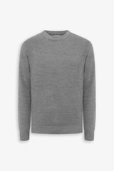 Grey diamond stitch crew neck sweater