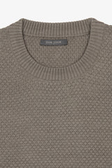 Dove grey diamond stitch crew neck sweater