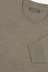 Dove grey diamond stitch crew neck sweater