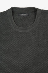 Green diamond stitch crew neck sweater