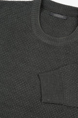 Green diamond stitch crew neck sweater
