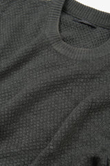 Green diamond stitch crew neck sweater