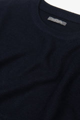 Navy rice grain crewneck sweater