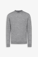 Light grey lambswool crew neck sweater
