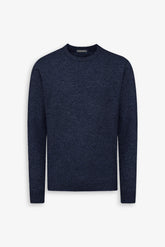 Blue mouliné crew-neck sweater