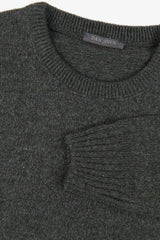 Green mouliné crew neck sweater