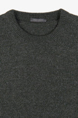 Green mouliné crew neck sweater
