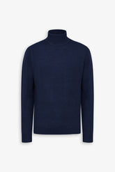 Lambswool turtleneck sweater in air force blue